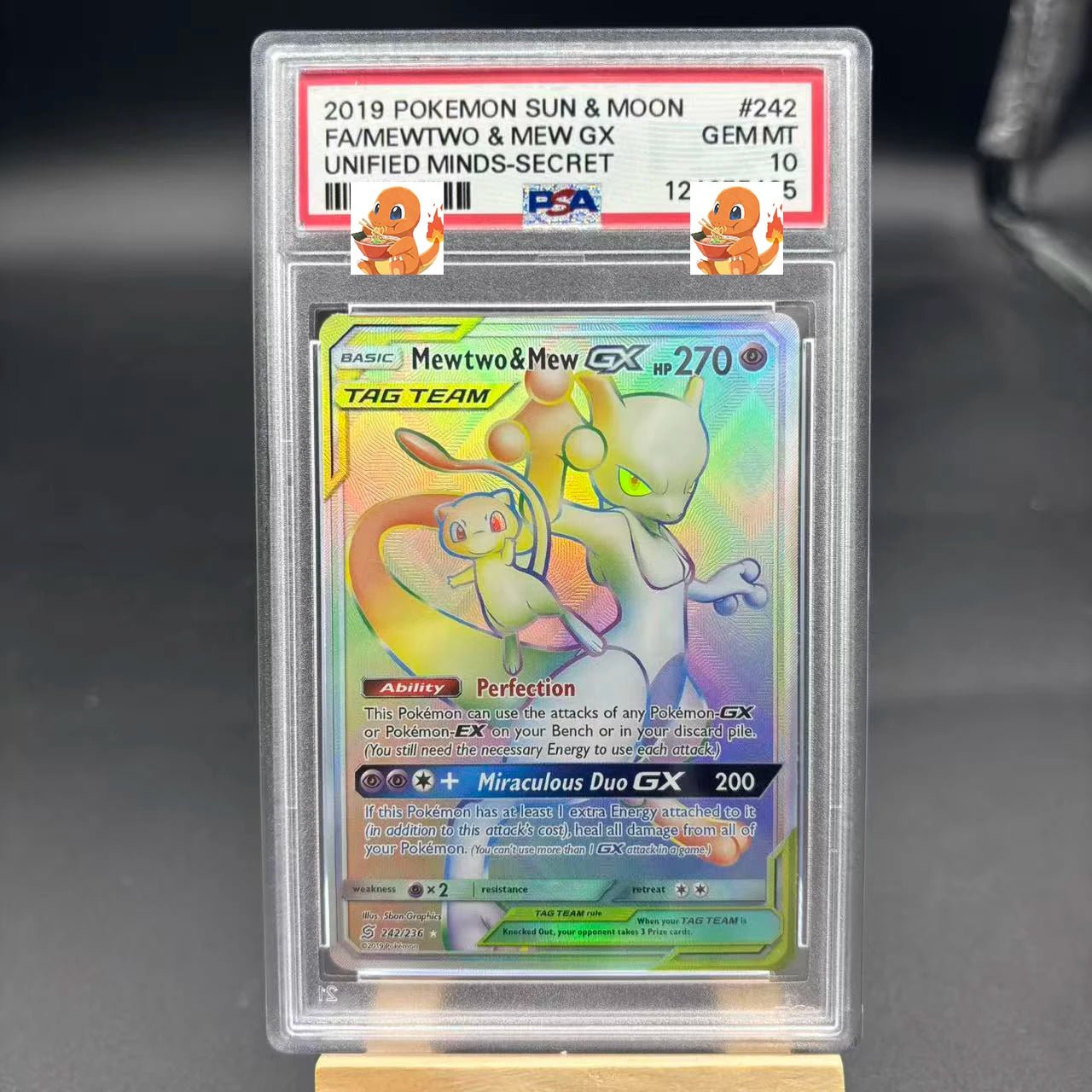 Diy 1pcs Pokemon PTCG Psa Mewtwo&Mew GX Self Control Collect Signature Trading Flash Card Anime Cartoon Gift - Pokeem0n