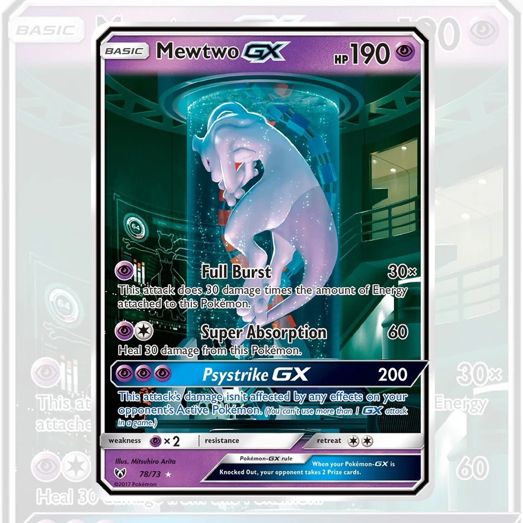 DIY 2017 Pokemon Sun & Moon Shining Legends 78 Mewtwo Gx PTCG Game Collectible Card Anime Gift - Pokeem0n