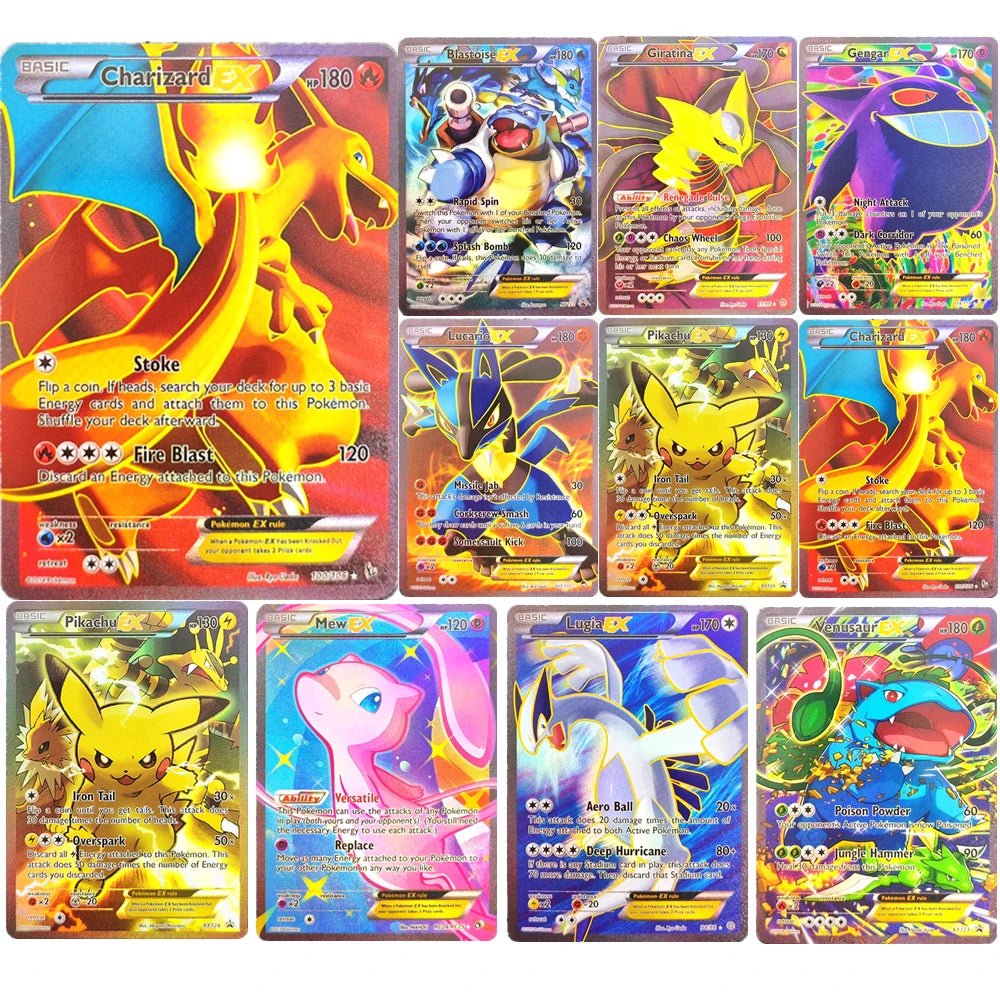 Pokemon TCG English Collection Cards Charizard Pikachu Gengar Mew Venusaur Lugia EX Self Made Classic Game Anime Cards Gift Toys - Pokeem0n