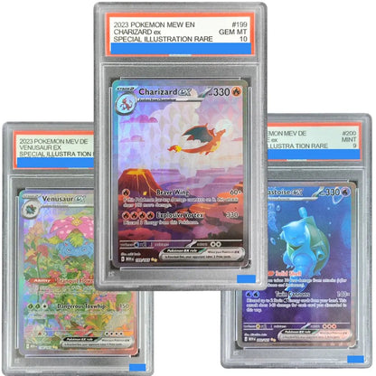 PTCG POKEMON MEW EN 151 199 200 198 CHARIZARD VENUSAUR BLASTOISE EX Authentication Grade GEM MT 10 Card Gift Collection Cards - Pokeem0n